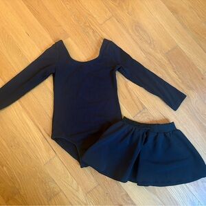 Toddler Black Long Sleeve Leotard and Skirt